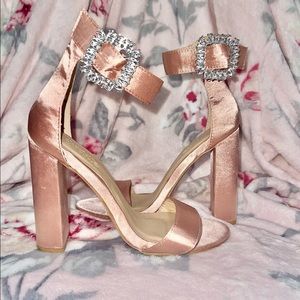 Pink satin heels